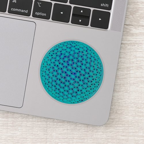 Scared geometry teal flower of life sticker