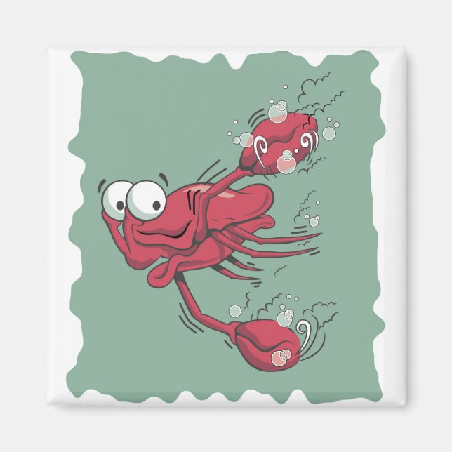 Scared Lobster Magnet (Front)