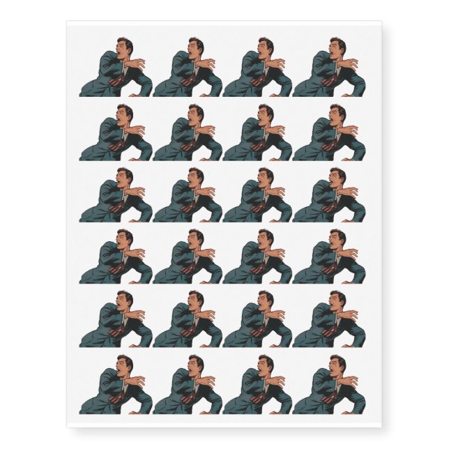 Scared Man Comic Book Design Temporary Tattoos (Front)