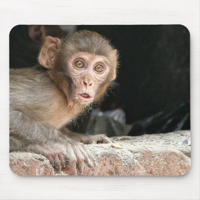 Scared monkey with big eyes mousepad (Front)