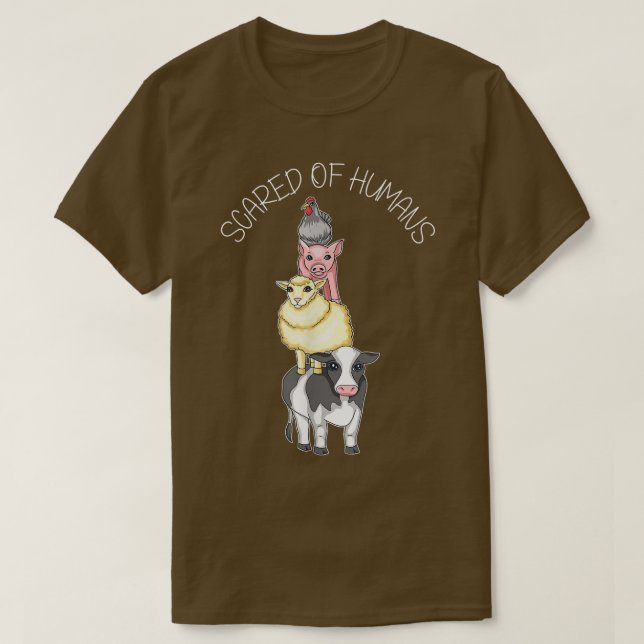 Scared of HumansVegetable Vegetarian Plant Funny V T-Shirt (Design Front)