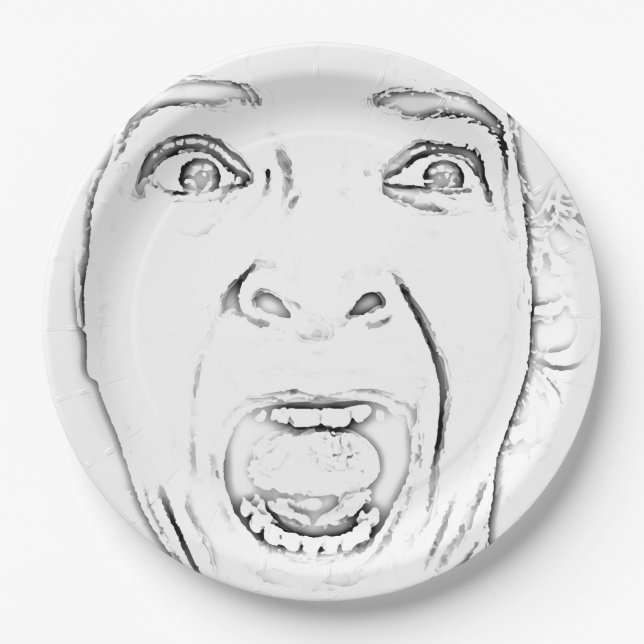 Scared Screaming Face Hilarious Paper Plates (Front)
