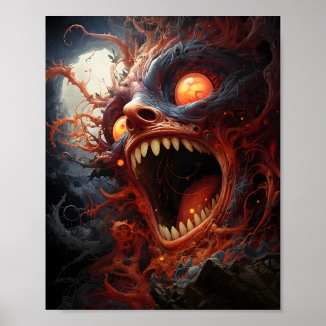 Scared Screaming Face Hilarious Psychedelic  Poster (Front)