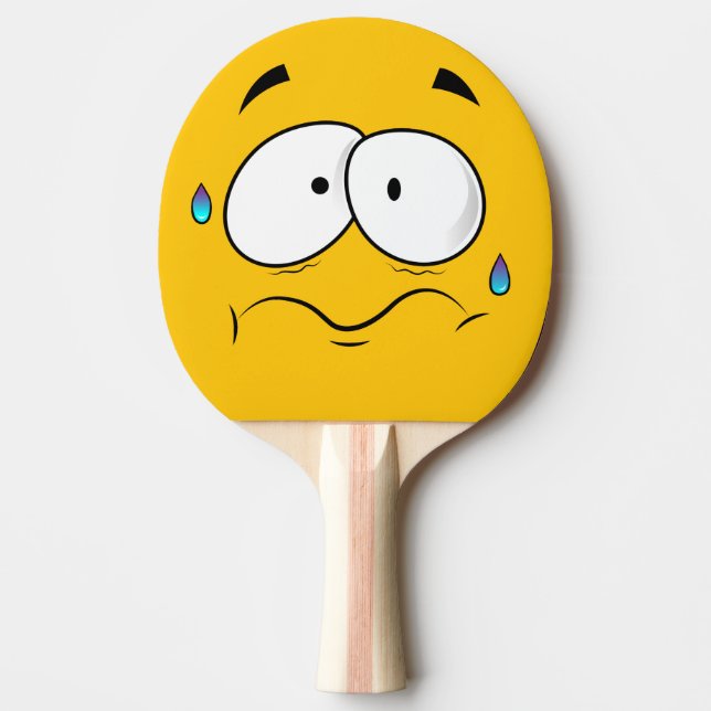 Scared Yellow Emoji Ping-Pong Paddle (Front)