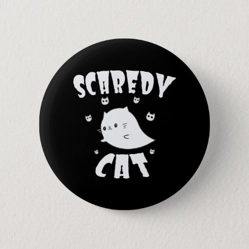 Scaredy Ca Cute Cartoon Ghost Cat Halloween Button