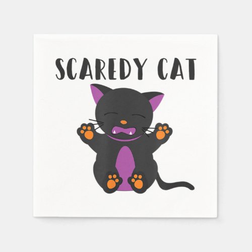 SCAREDY CAT Funny Black Cat Lover Cat Mom Hallowee Napkins