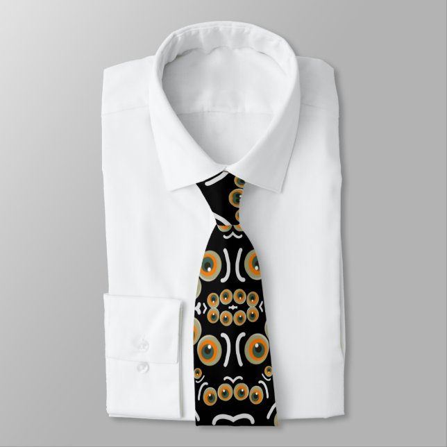 Scaredy Cat Halloween Boo Eyes Bat Neck Tie (Tied)