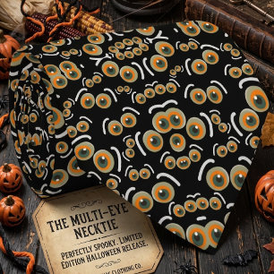 Scaredy Cat Halloween Boo Eyes Pattern Neck Tie