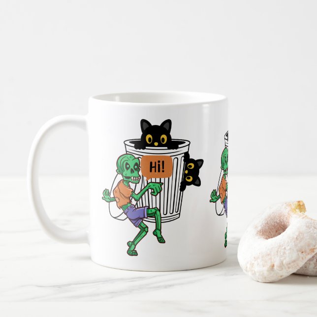 Scaredy Cat Halloween Coffee Mug (With Donut)
