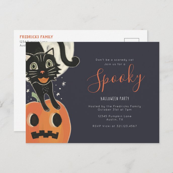 Scaredy Cat Halloween Party Invitation
