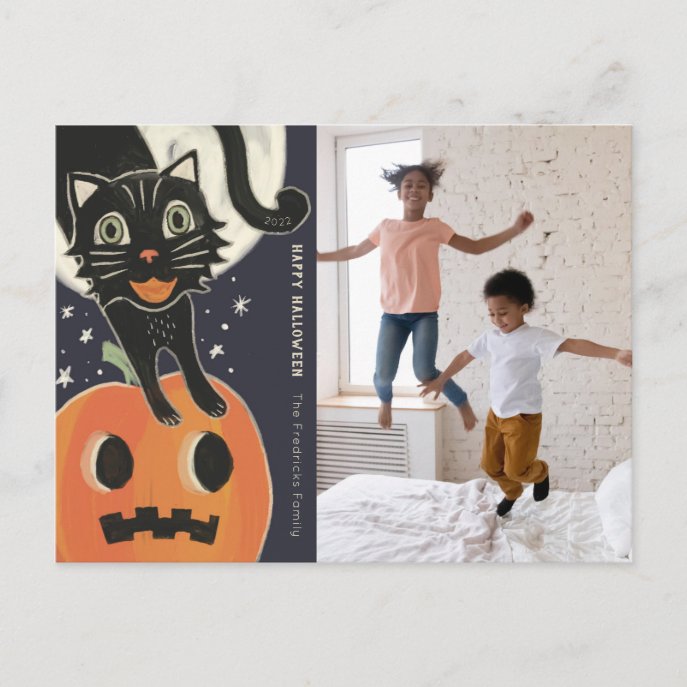 Scaredy Cat Halloween Photo Holiday Postcard
