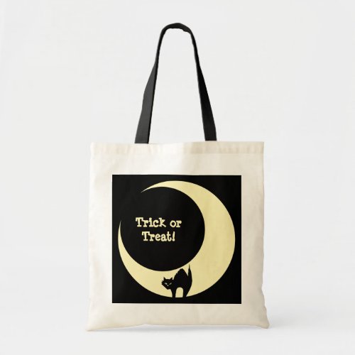 Scaredy cat in moon yellow Halloween candy loot Tote Bag