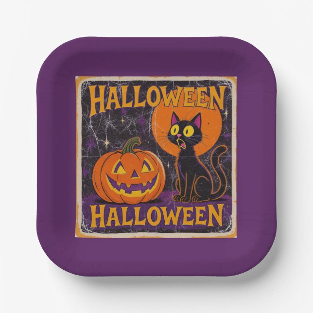 "Scaredy Cat" Replica Circa 1950's Paper Plates (Front)