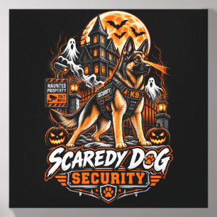 Scaredy Dog Security German Shepherd Halloween K9 Canvas Photo Tile