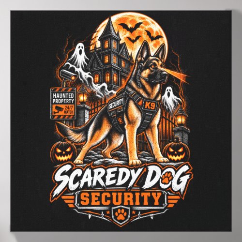 Scaredy Dog Security German Shepherd Halloween K9  Canvas Photo Tile