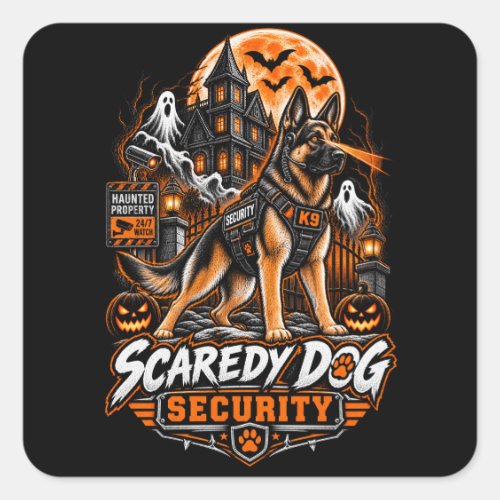 Scaredy Dog Security German Shepherd Halloween K9  Square Sticker