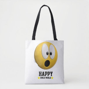 Scaredy Emoji All-Over Print Tote Bag Funny 3D