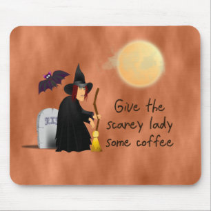 Scarey witch before coffee mousepad