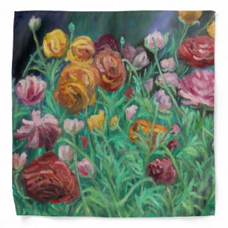 scarf, bandana with my flowers in a garden