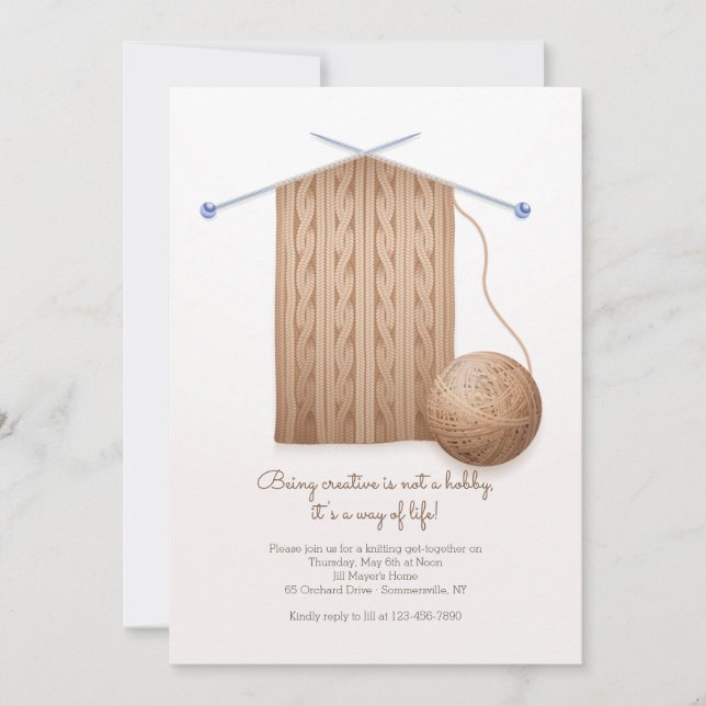 Scarf Knitting Party  Invitation (Front)