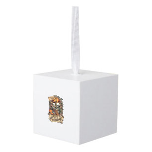 Scarier Than Books Overdue Fees Skeletons Pumpkins Cube Ornament