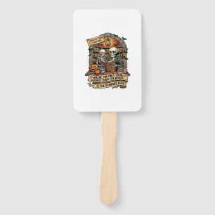 Scarier Than Books Overdue Fees Skeletons Pumpkins Hand Fan