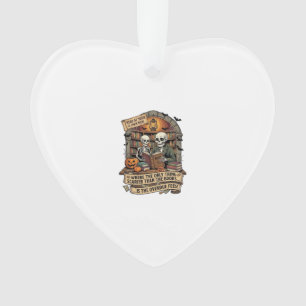 Scarier Than Books Overdue Fees Skeletons Pumpkins Ornament