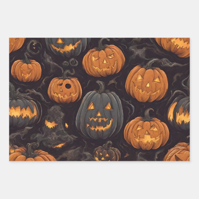 Scariest Halloween Pumpkins Ever  Wrapping Paper Sheets (Front)