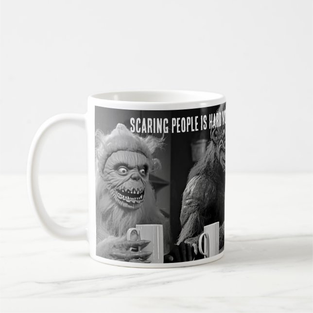 Scaring People is Hard Work Retro Monster Theme Co Coffee Mug (Left)