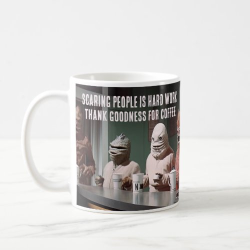 Scaring People is Hard Work Retro Monster Theme Coffee Mug