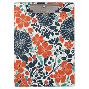 Scarlet and Black Modern Floral Clipboard