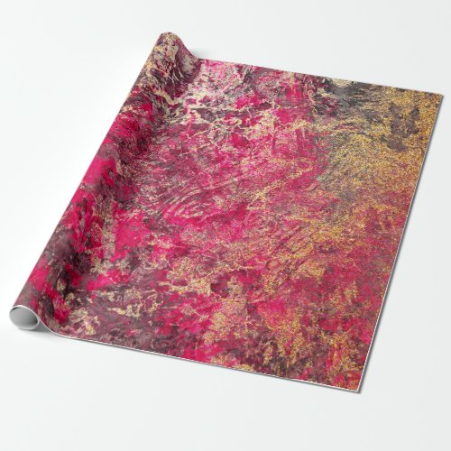 Scarlet and Gold Marble Wrapping Paper