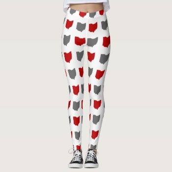 Scarlet And Gray State Of Ohio Pattern Leggings by judgeart at Zazzle