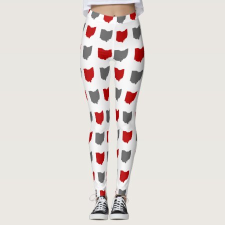 Scarlet And Gray State Of Ohio Pattern Leggings