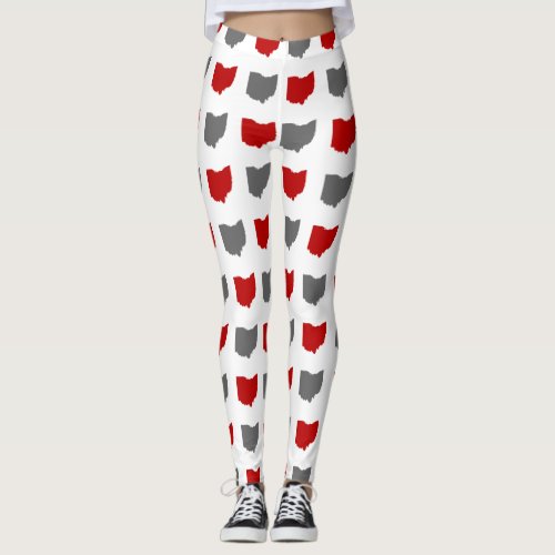 Scarlet and Gray State of Ohio Pattern Leggings