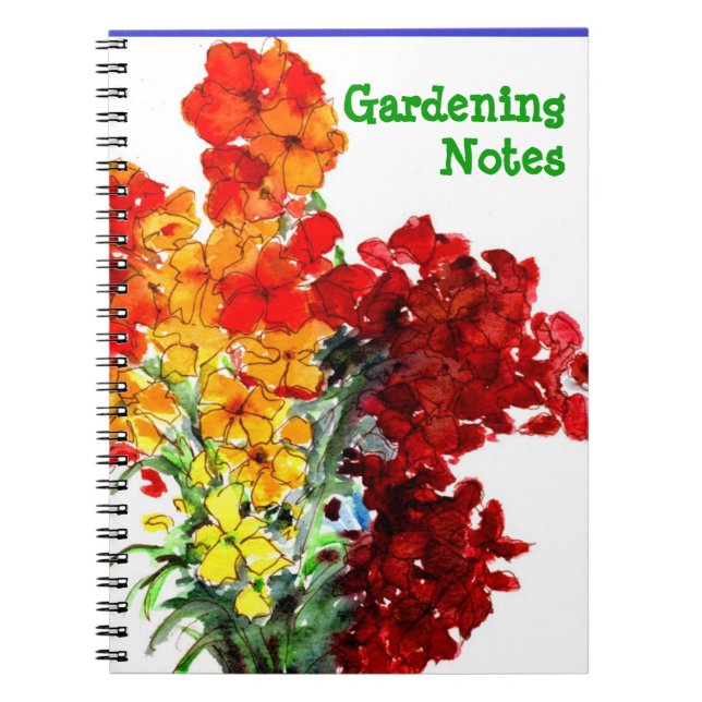Scarlet and Orange Wallflowers Gardening Notebook (Front)
