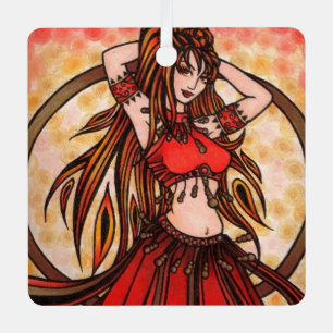 Scarlet belly dancer metal ornament