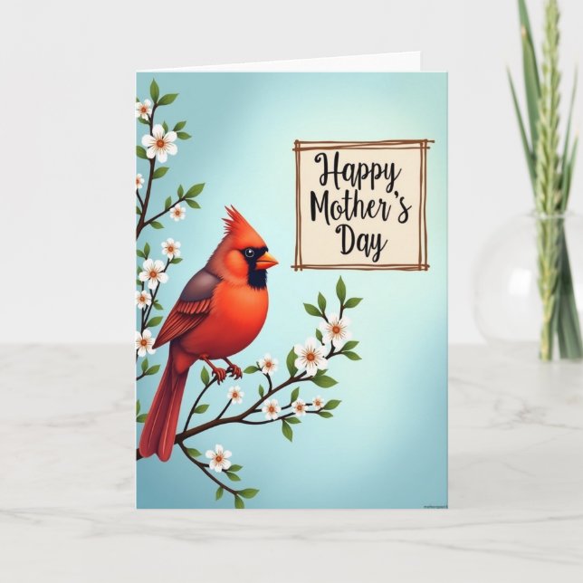 Scarlet Bird Floral Mothers Day Card (Front)