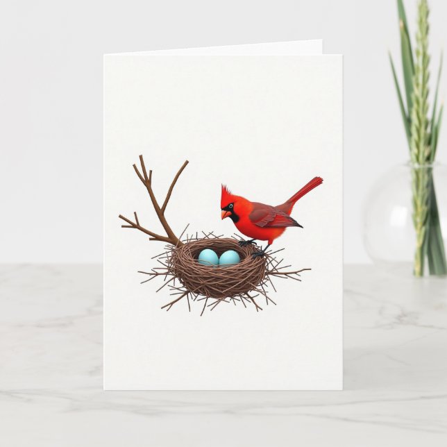 Scarlet Bird Nest Mothers Day Card (Front)