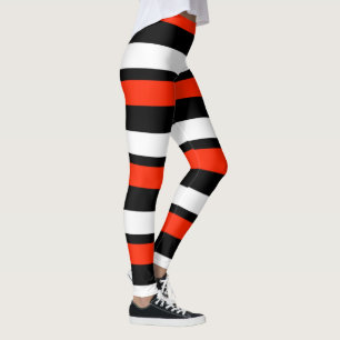 Scarlet Black and White Horizontally-Striped Leggings