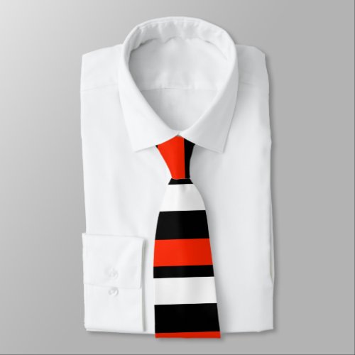 Scarlet Black and White Horizontally_Striped Tie