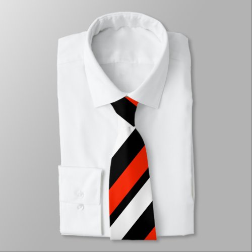 Scarlet Black and White Regimental Stripe Tie