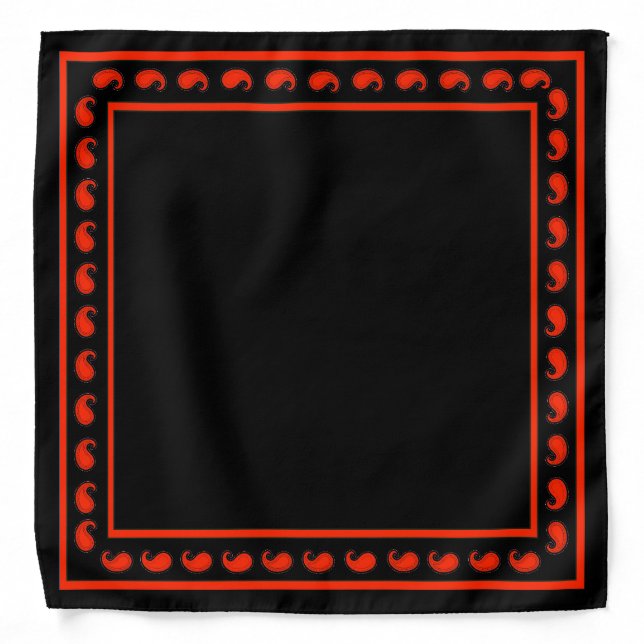 Scarlet Black Paisley California Bandana (Front)
