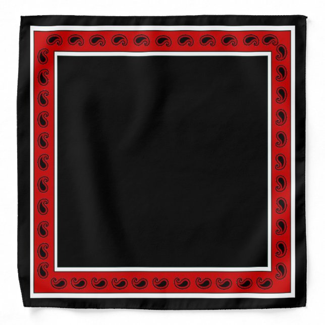 Scarlet Black Paisley Texas Bandana (Front)