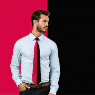 Scarlet & Black Split Color Neck Tie
