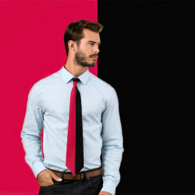 Scarlet & Black Split Color Neck Tie (Creator Uploaded)