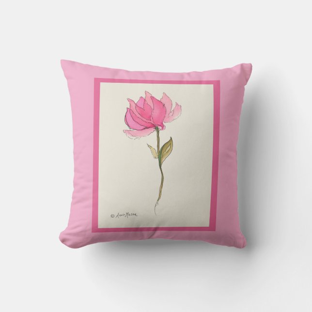 Scarlet Bloom Throw Pillow (Front)