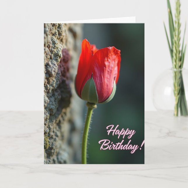 Scarlet Blossom Birthday Card (Front)