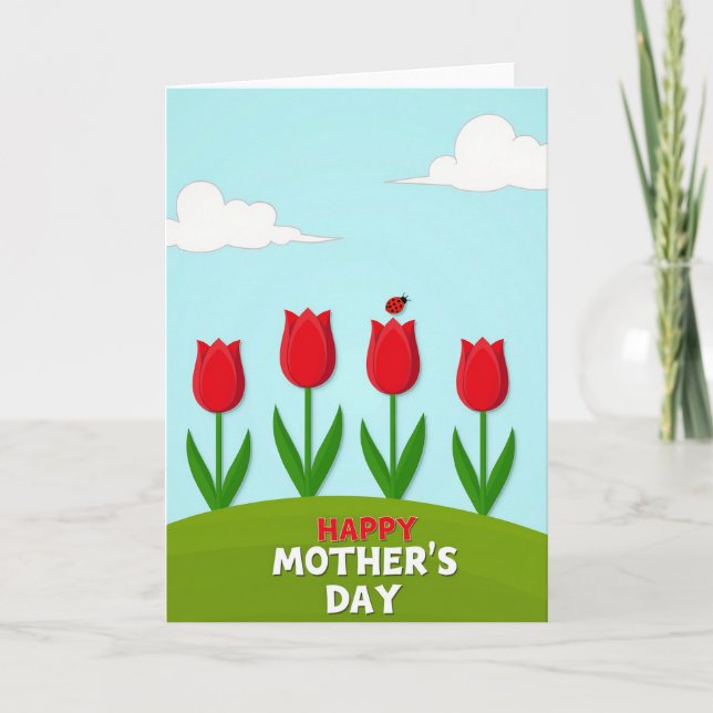 Scarlet Blossom Mothers Day Card (Front)