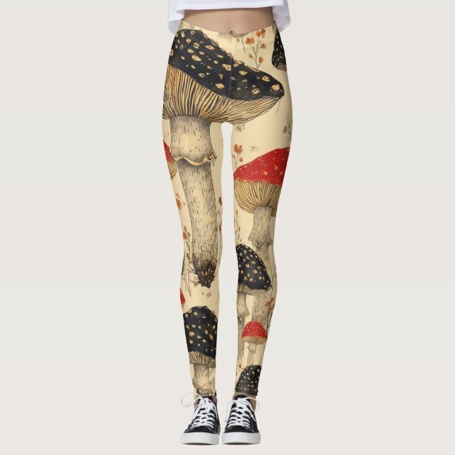 Scarlet Cap Mushroom Meadow - Leggings (Front)